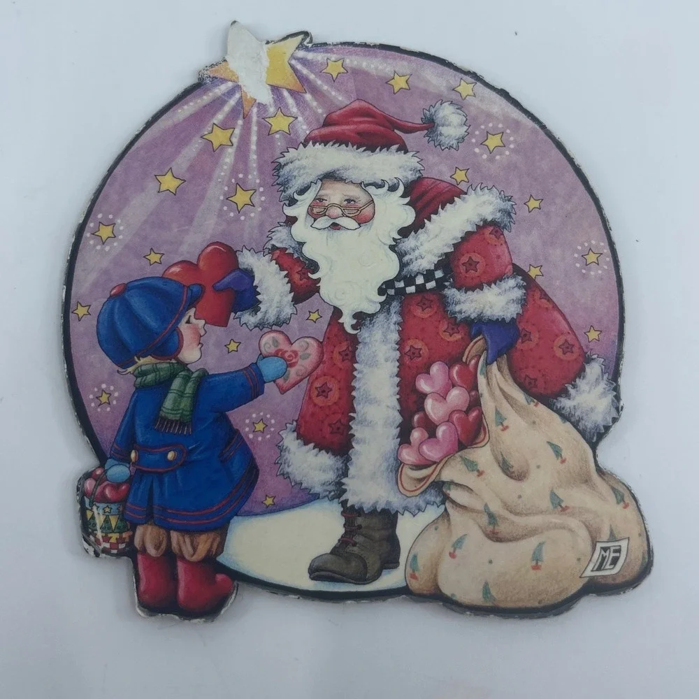 Mary Engelbreit ME Ink 1998 Santa Claus Giving Heart Magnet Christmas 3